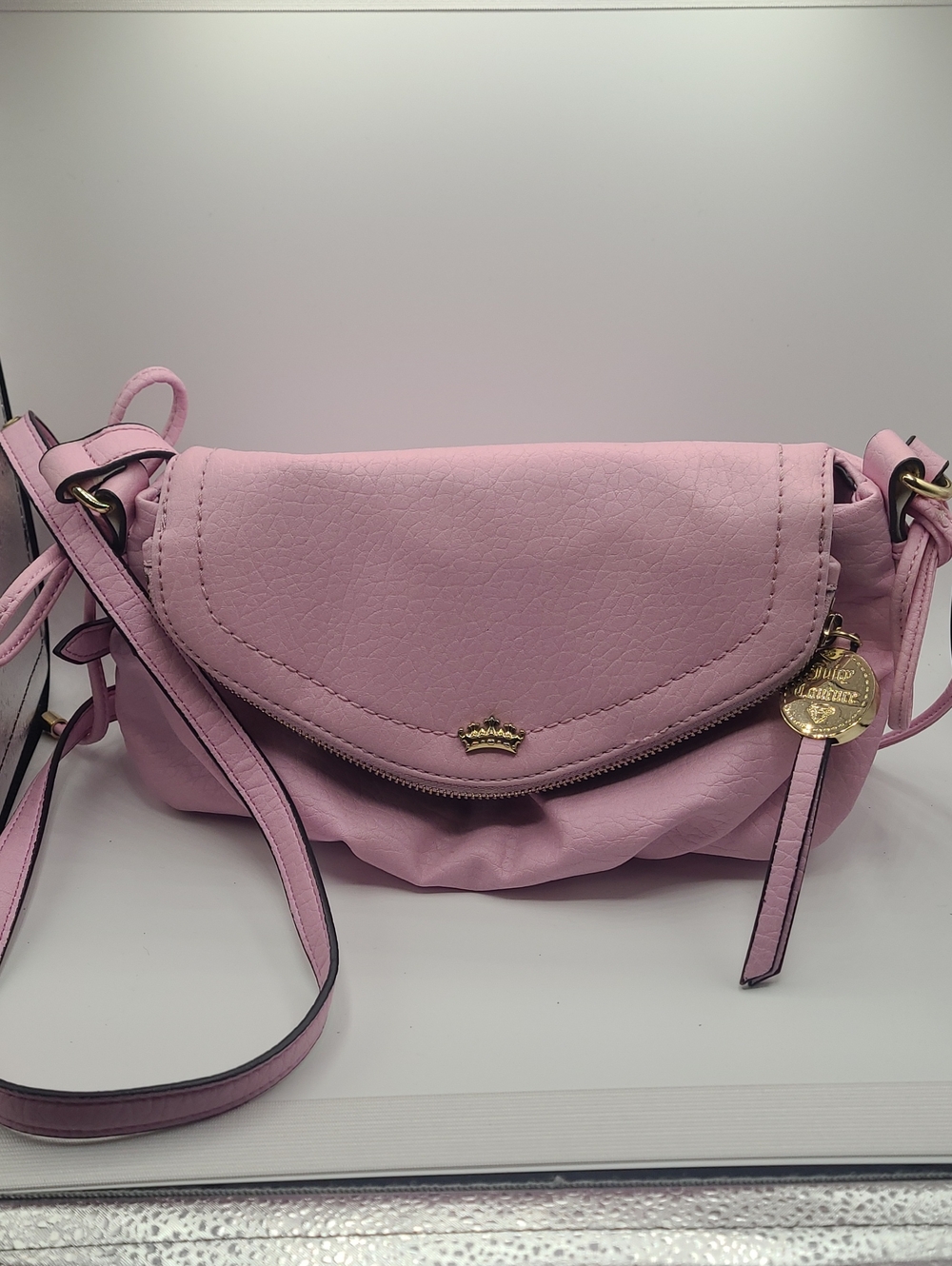 Juicy Couture Light Pink Flap Crossbody Bag with Gold Charm